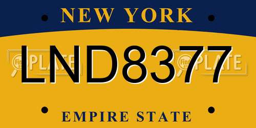 LND8377 New York License Plate
