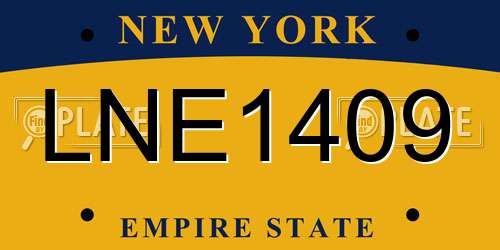 LNE1409 New York License Plate