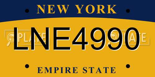 LNE4990 New York License Plate