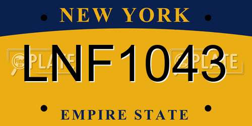 LNF1043 New York License Plate