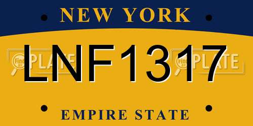 LNF1317 New York License Plate