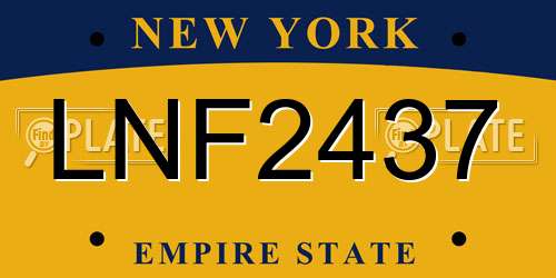 LNF2437 New York License Plate