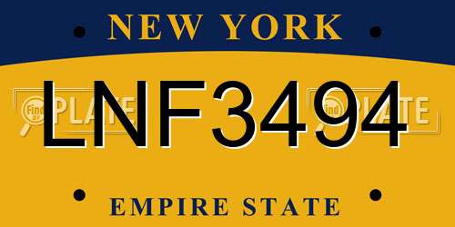 LNF3494 New York License Plate