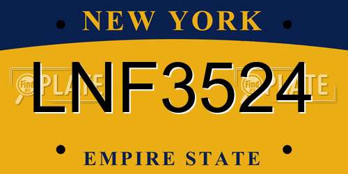 LNF3524 New York License Plate