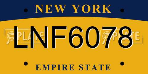LNF6078 New York License Plate