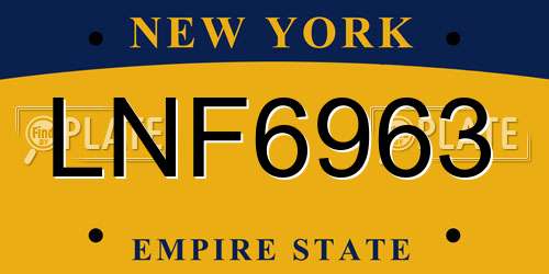 LNF6963 New York License Plate