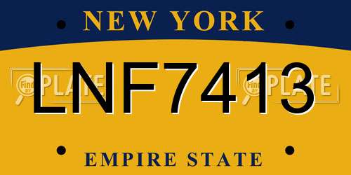 LNF7413 New York License Plate