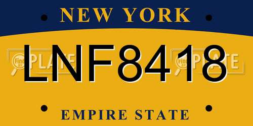 LNF8418 New York License Plate
