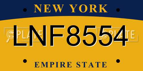 LNF8554 New York License Plate