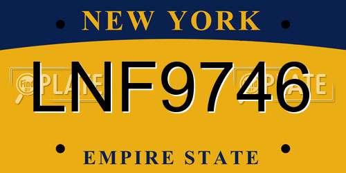 LNF9746 New York License Plate