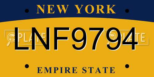 LNF9794 New York License Plate