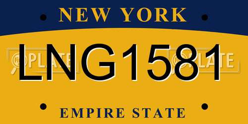 LNG1581 New York License Plate