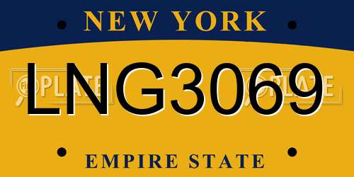 LNG3069 New York License Plate
