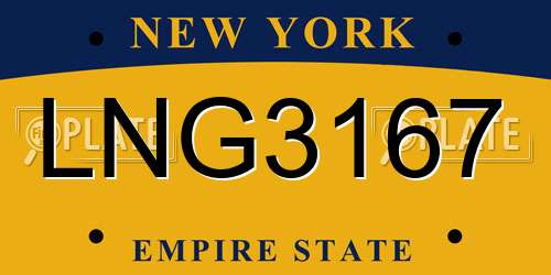 LNG3167 New York License Plate