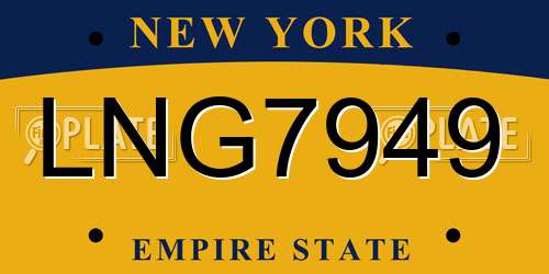 LNG7949 New York License Plate