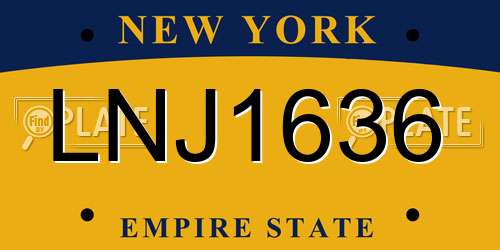 LNJ1636 New York License Plate