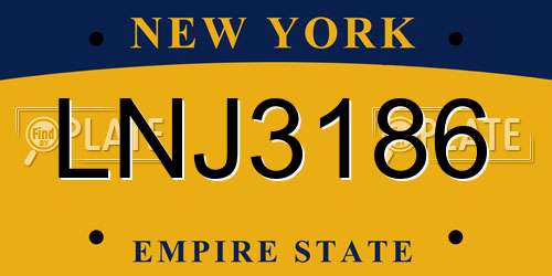 LNJ3186 New York License Plate