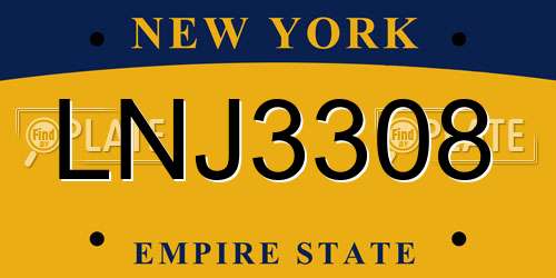LNJ3308 New York License Plate