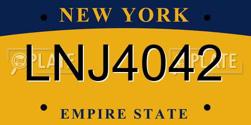 LNJ4042 New York License Plate
