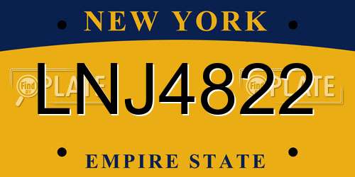 LNJ4822 New York License Plate
