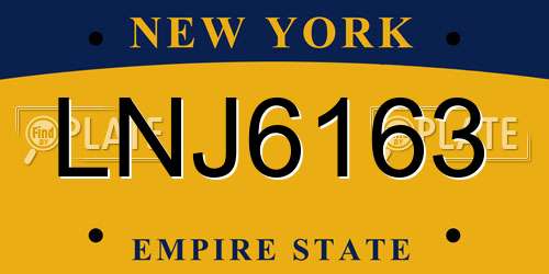 LNJ6163 New York License Plate