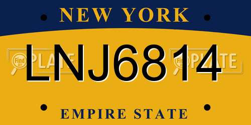LNJ6814 New York License Plate