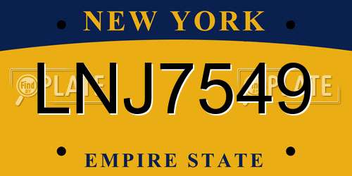 LNJ7549 New York License Plate