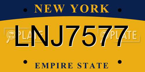 LNJ7577 New York License Plate