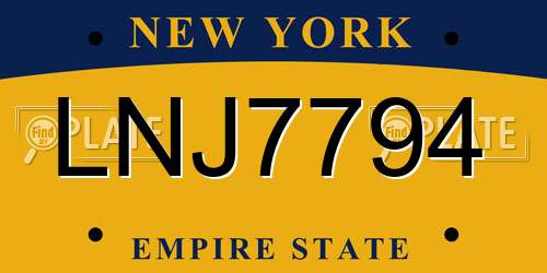 LNJ7794 New York License Plate