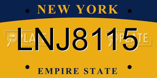 LNJ8115 New York License Plate