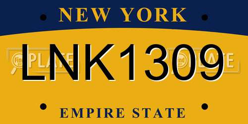 LNK1309 New York License Plate