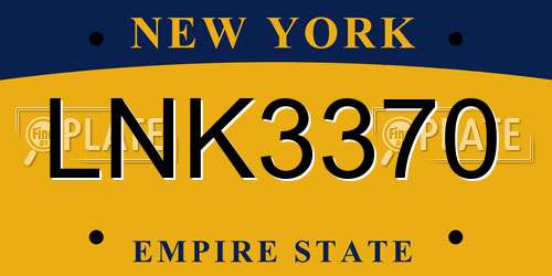LNK3370 New York License Plate