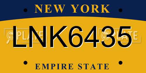 LNK6435 New York License Plate