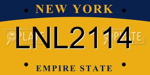 LNL2114 New York License Plate