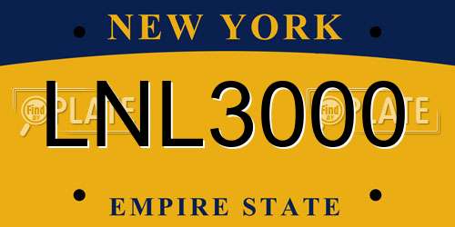LNL3000 New York License Plate
