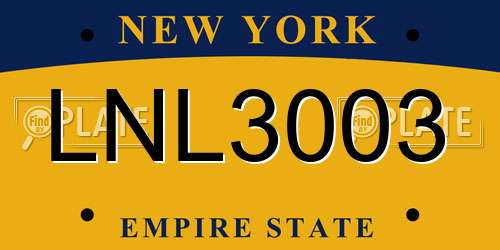 LNL3003 New York License Plate