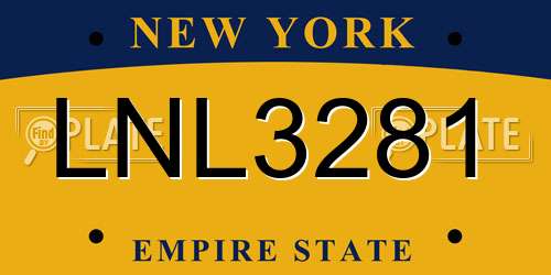 LNL3281 New York License Plate