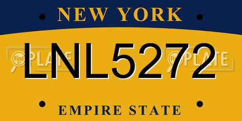 LNL5272 New York License Plate