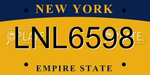 LNL6598 New York License Plate