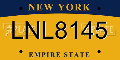 LNL8145 New York License Plate