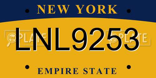 LNL9253 New York License Plate