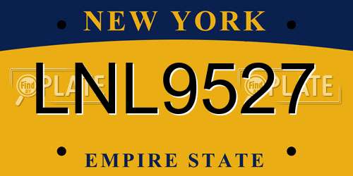 LNL9527 New York License Plate