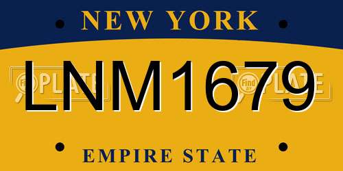 LNM1679 New York License Plate
