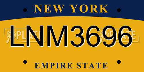 LNM3696 New York License Plate