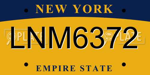 LNM6372 New York License Plate