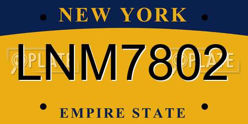LNM7802 New York License Plate
