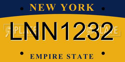 LNN1232 New York License Plate