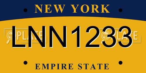 LNN1233 New York License Plate