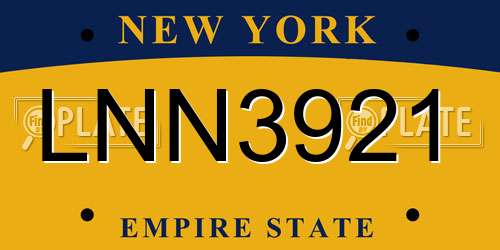 LNN3921 New York License Plate