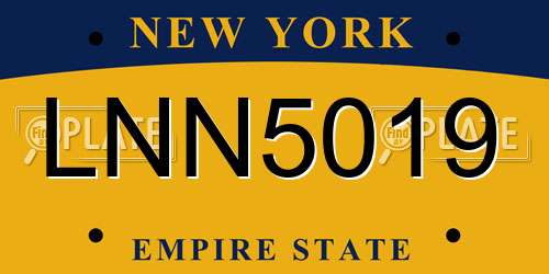 LNN5019 New York License Plate